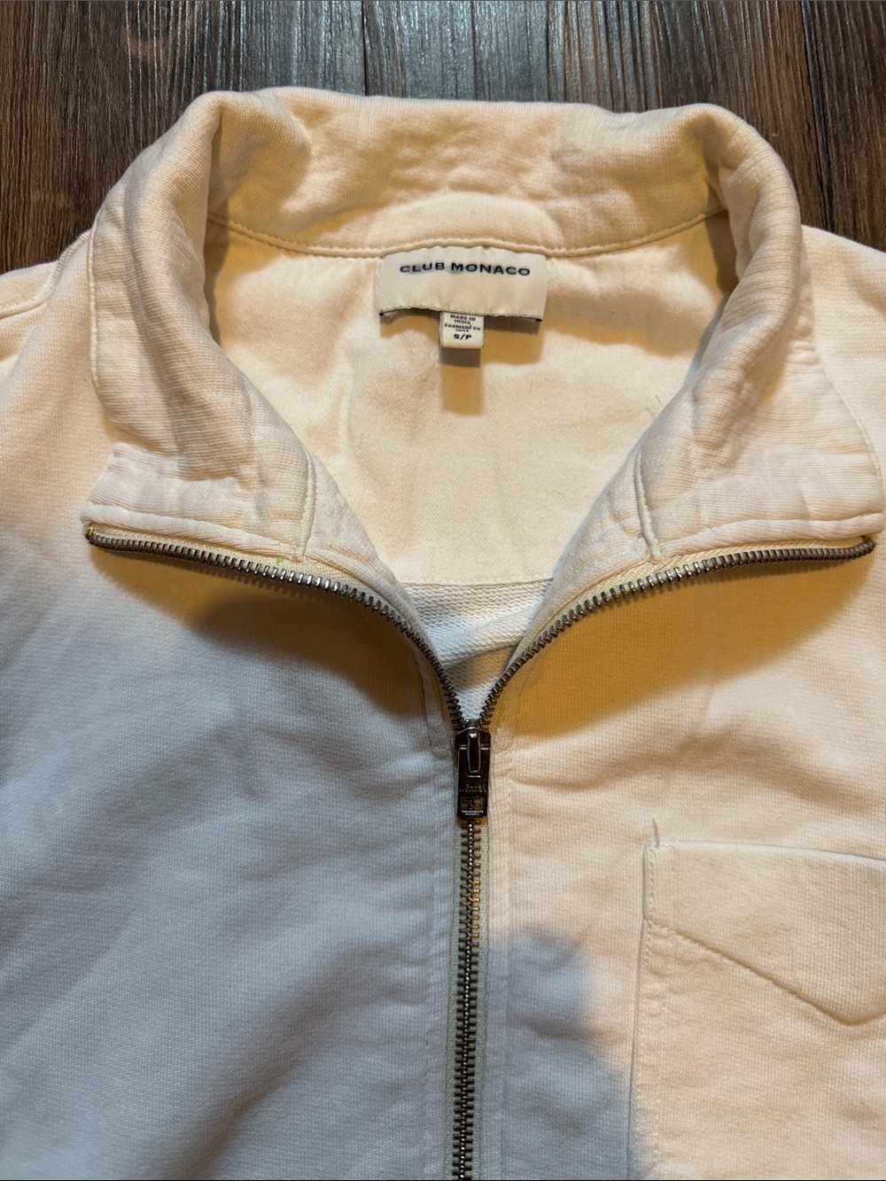 Club Monaco White Zip-Up Size S